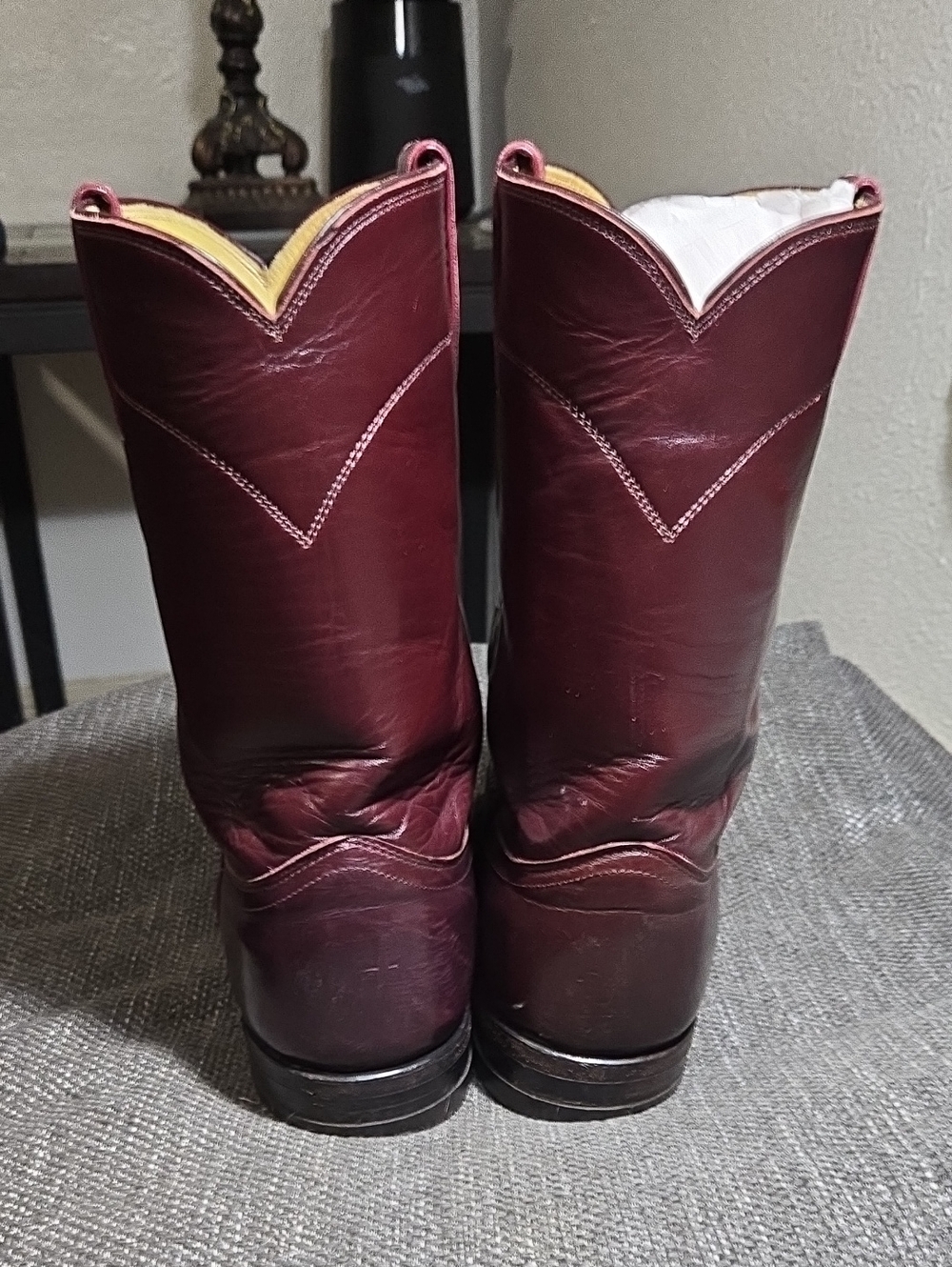 Mens BUrgundy Justin Ropers Size 10 D - Picture 3 of 5
